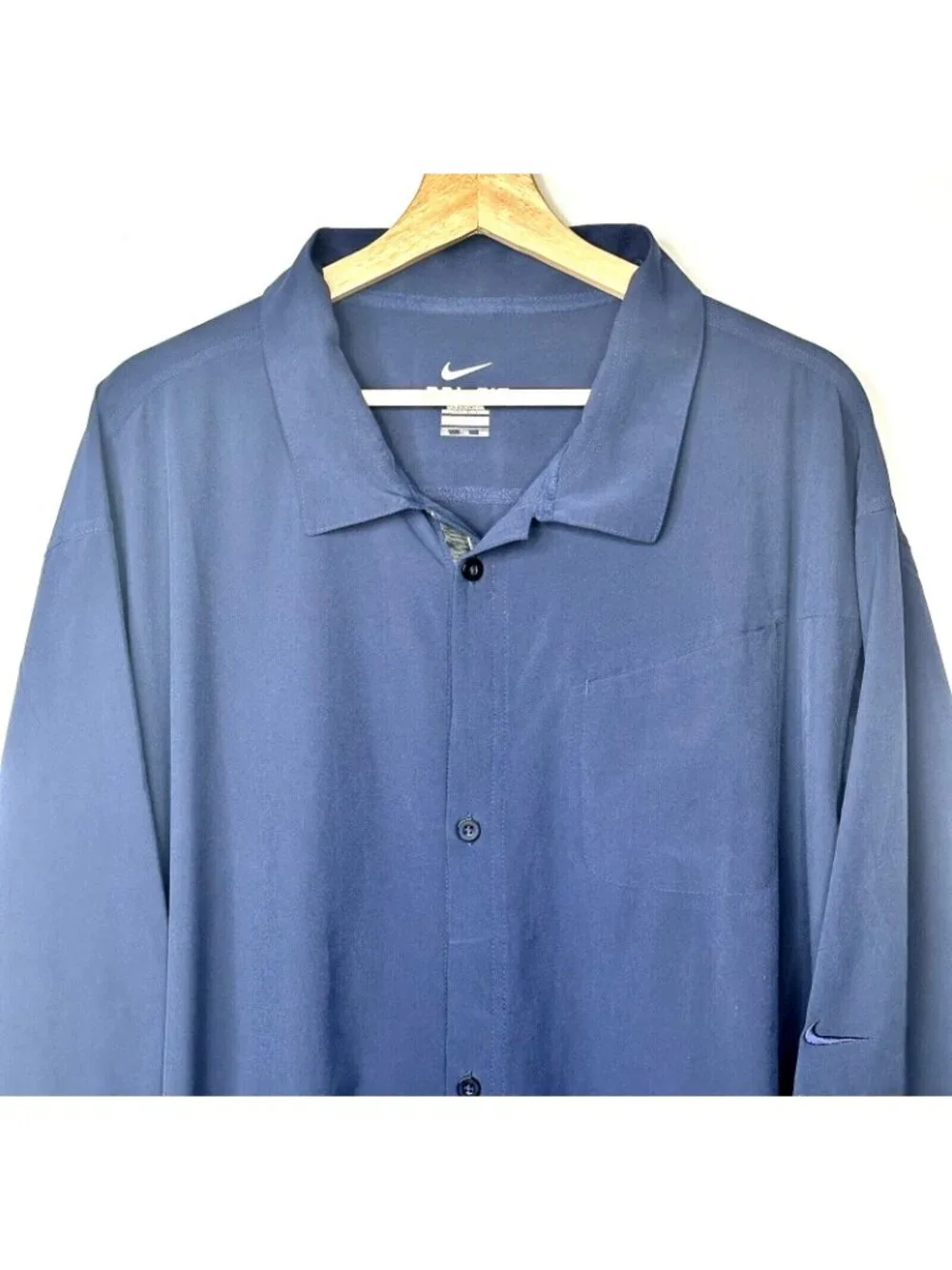 Nike Dri Fit Button Up Shirt Mens XXL Navy Performance Stretch Golf Casual